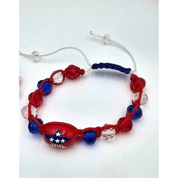 4th of July Glass Bead & Crystal Bracelets Red White Blue Flag Jewelry Set of 3 - Picture 2 of 6